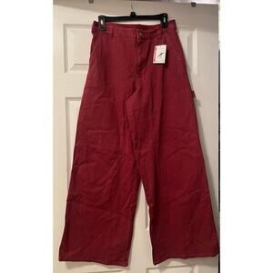 Bp burgundy high rise wide leg utility pants